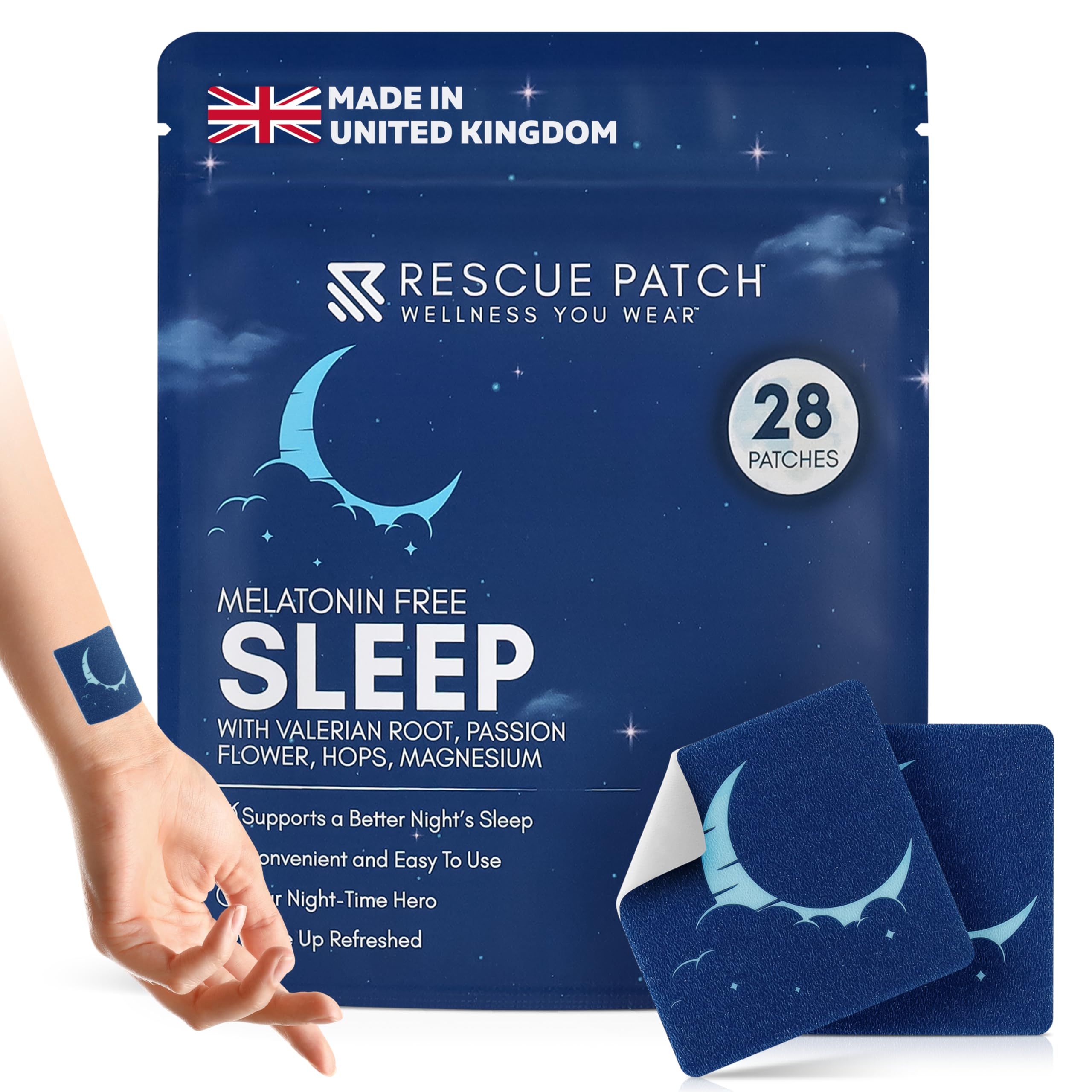 Rescue Patch Sleep Patches Sleeping Patch Sleep Well Patch Sleep Patches for Adults Extra Strength Sleep Patch Melatonin-Free Patch Sleep Support Patch (28 Pack)